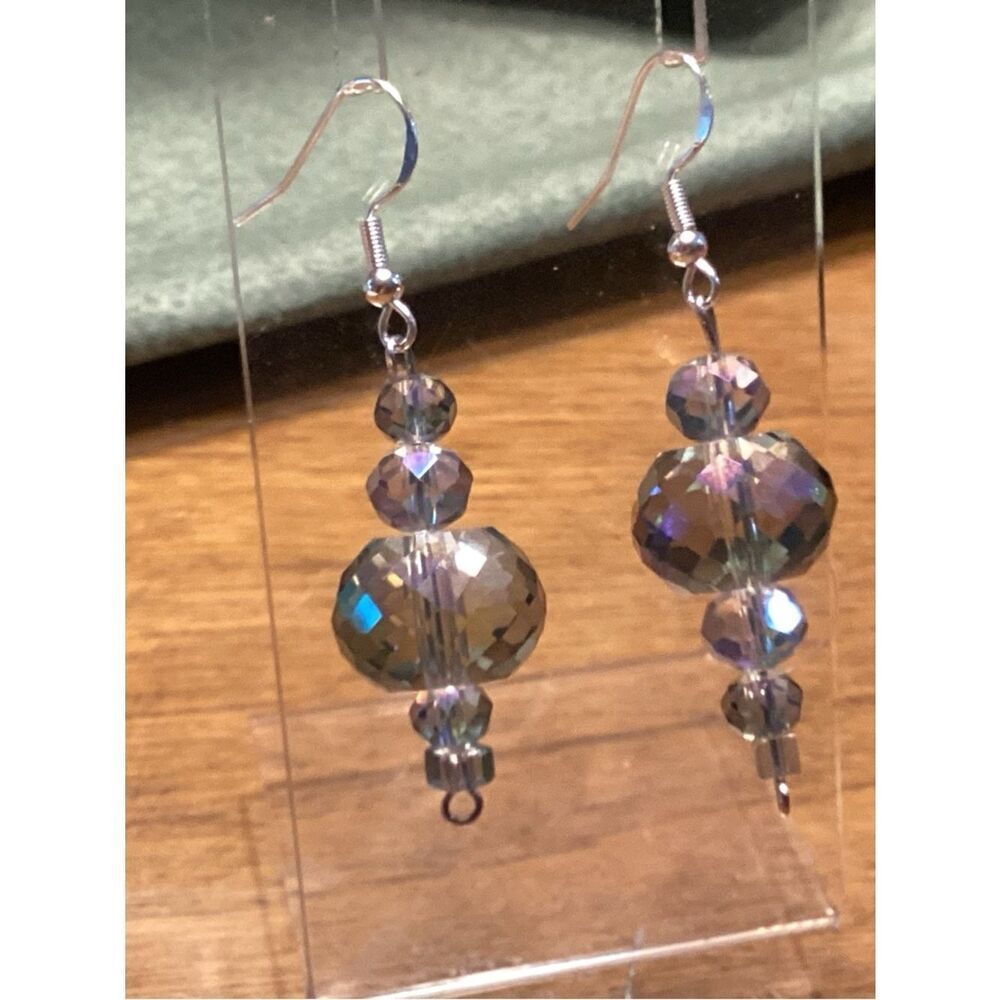 NWOT. Sterling Silver Earwires Beautiful AB Crystal Earrings
